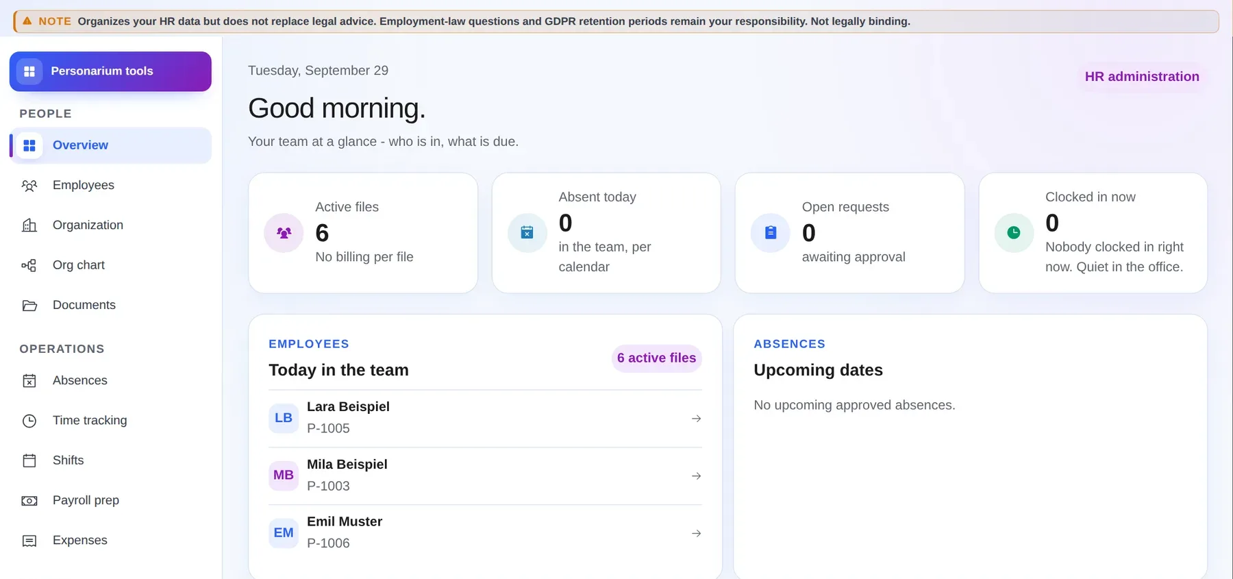 Personarium: vrai espace de travail avec des données synthétiques